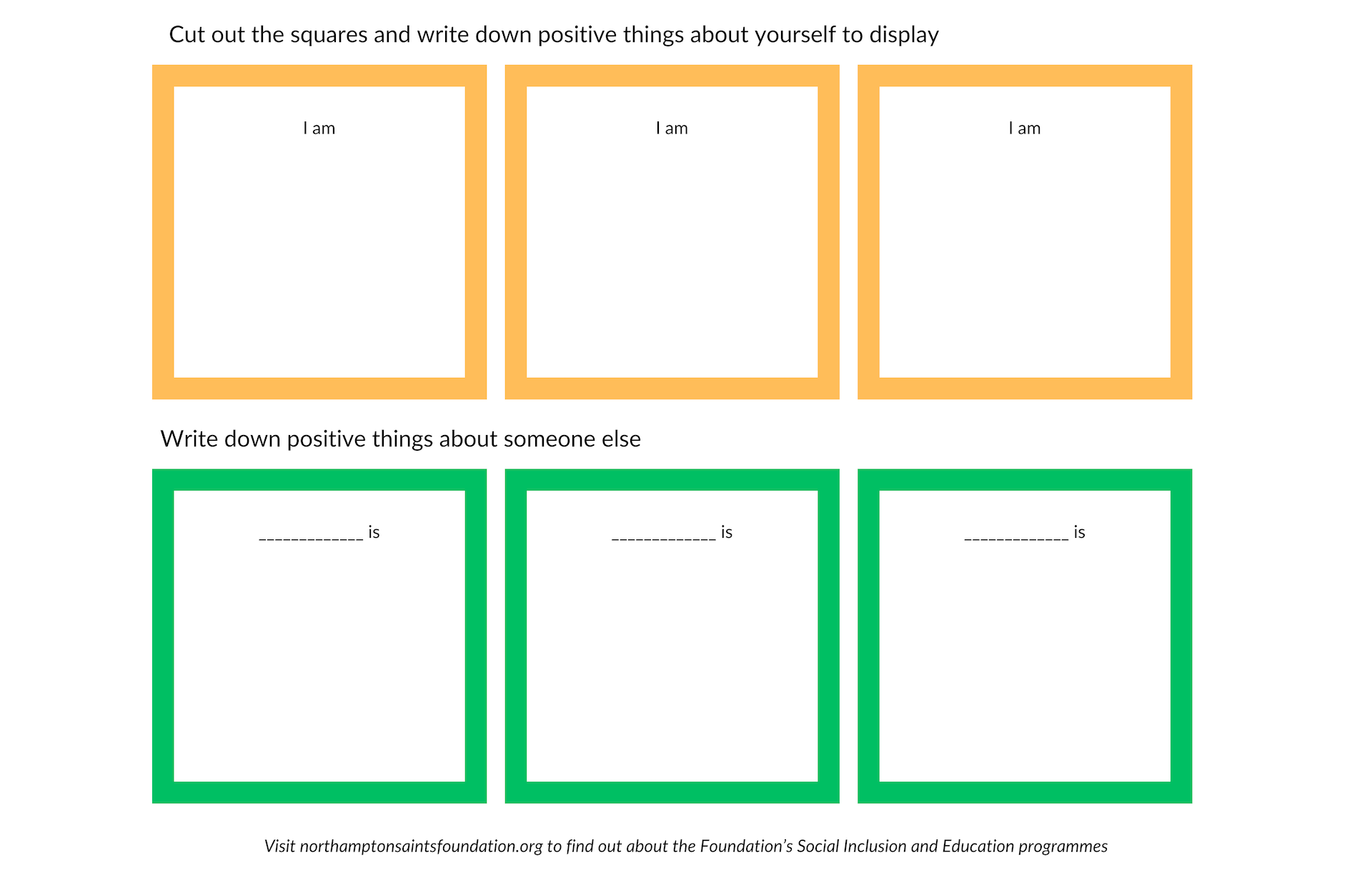 Positive Affirmations at Northampton Saints Foundation