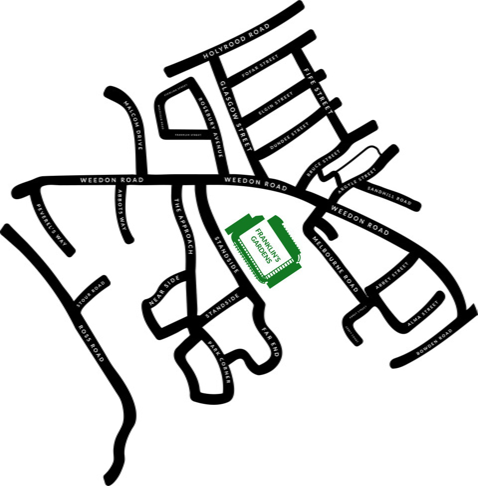The Parish map around Franklin's Gardens in Northampton