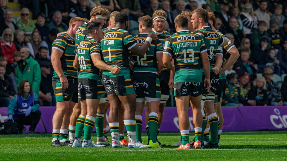 Northampton Saints huddle together during the 2025/26 season