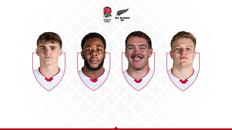 Archie McParland, Emmanuel Iyogun, Tom Lockett and Tom Pearson of England A and Northampton Saints.