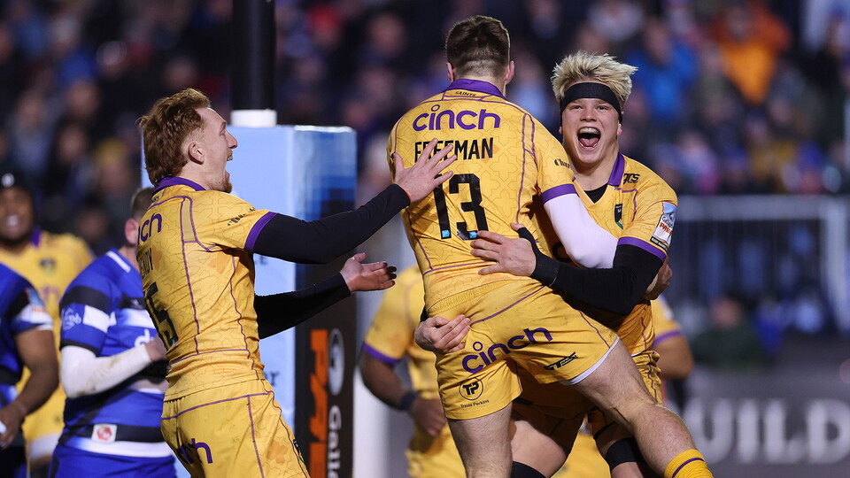 Northampton Saints celebrate beating Bath Rugby