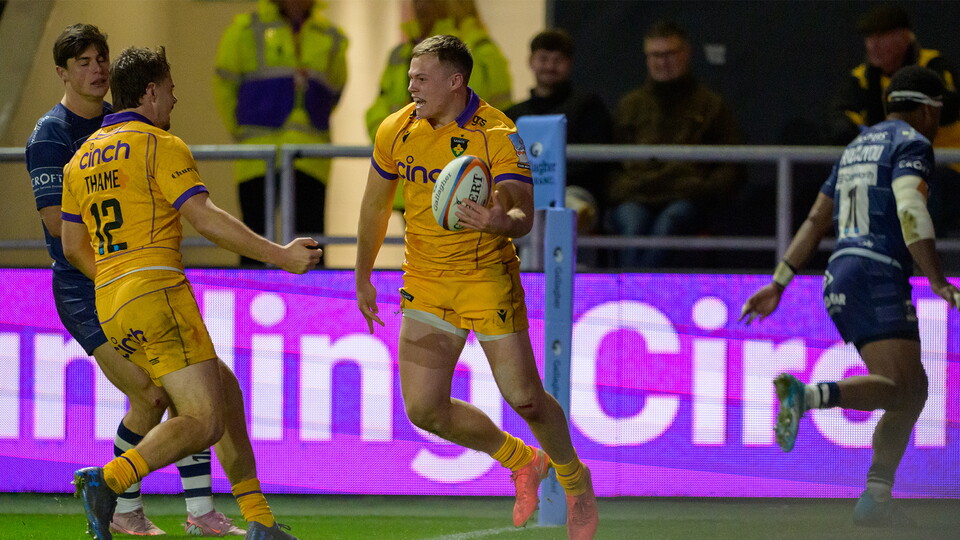 Tom Litchfield try celbration vs Bristol