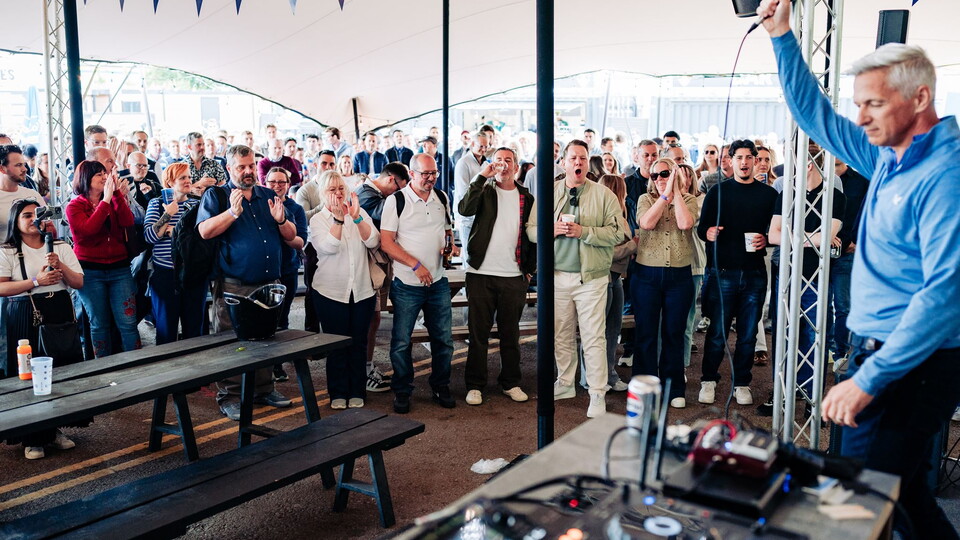 DJ with a crowd at Franklin's Gardens