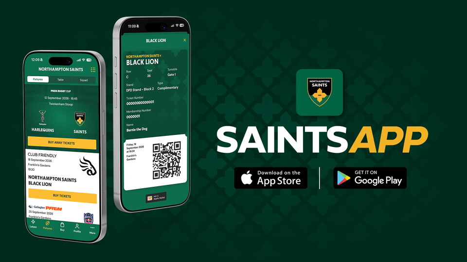 Northampton Saints have launched a new App for iOS and Android