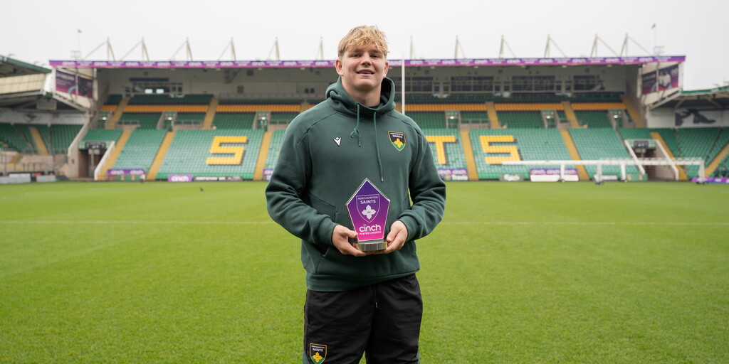 Henry Pollock after being named Northampton Saints Player of the Month